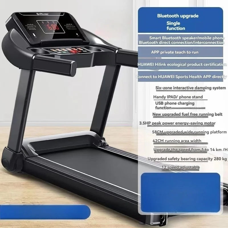 Multifunctional Foldable Running Treadmill, Mini Fitness Home Treadmill, Indoor Exercise Equipment, Gym Folding House, 220V