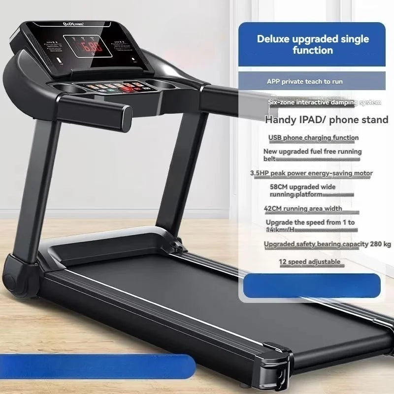 Multifunctional Foldable Running Treadmill, Mini Fitness Home Treadmill, Indoor Exercise Equipment, Gym Folding House, 220V