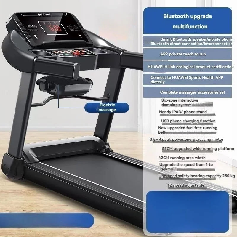 Multifunctional Foldable Running Treadmill, Mini Fitness Home Treadmill, Indoor Exercise Equipment, Gym Folding House, 220V