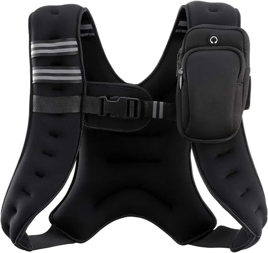 Weighted Vest, 6lb/8lb/12lb/16lb/20lb/25lb/30lb Weight Vest with Reflective Stripe for Workout, Strength Training,