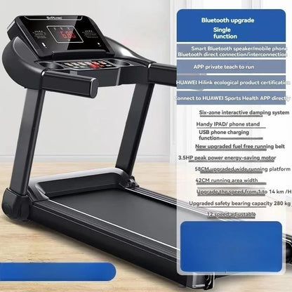 Multifunctional Foldable Running Treadmill, Mini Fitness Home Treadmill, Indoor Exercise Equipment, Gym Folding House, 220V