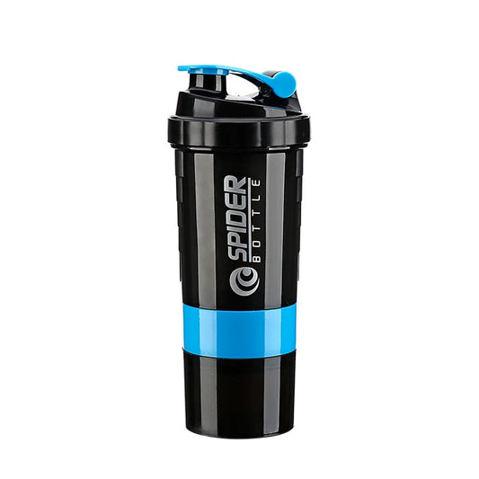 3-Layer Protein Shaker Bottle with Mixing Ball – Plastic Drinkware for Fitness